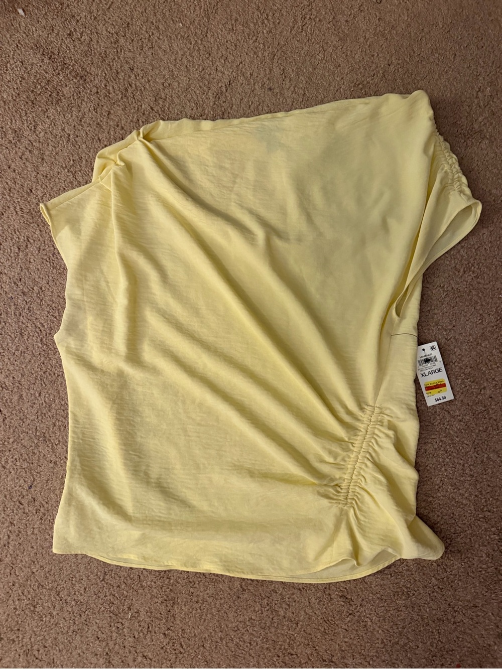 INC Butter Yellow Women's Ruched Side Blouse